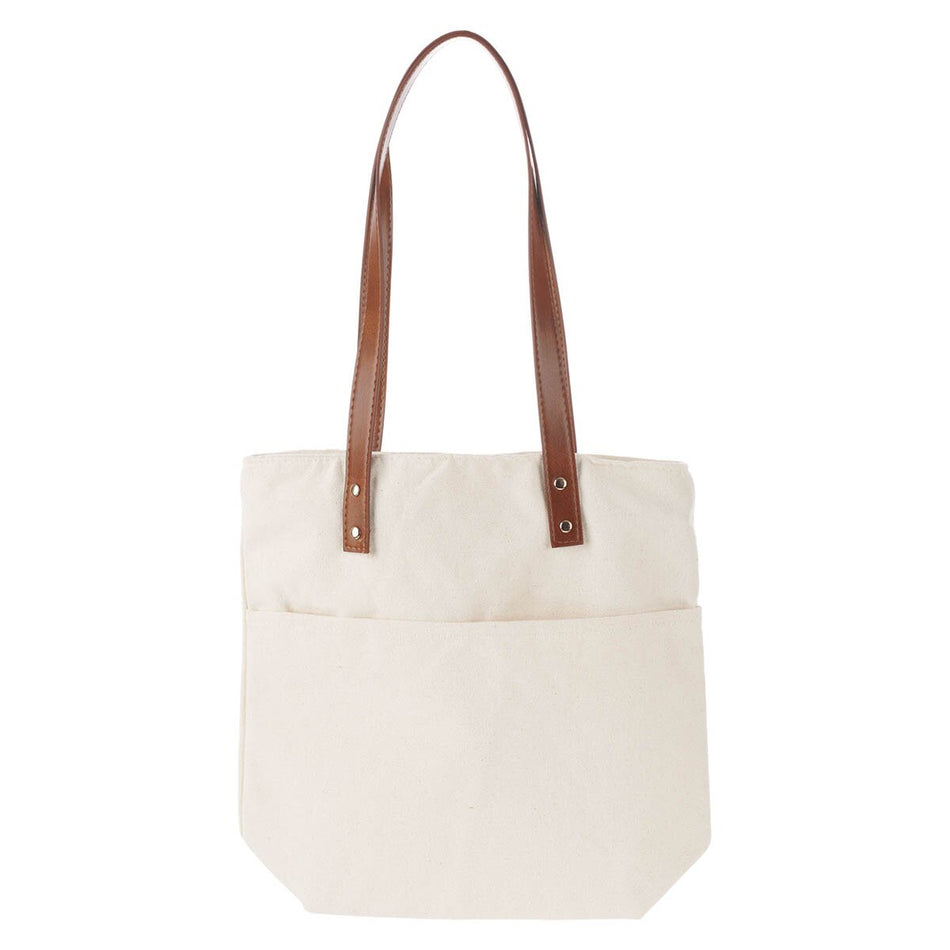 Always Be Joyful Taupe Floral Canvas Tote Bag - 1 Thessalonians 5:16 by Christian Art Gifts, product view 2