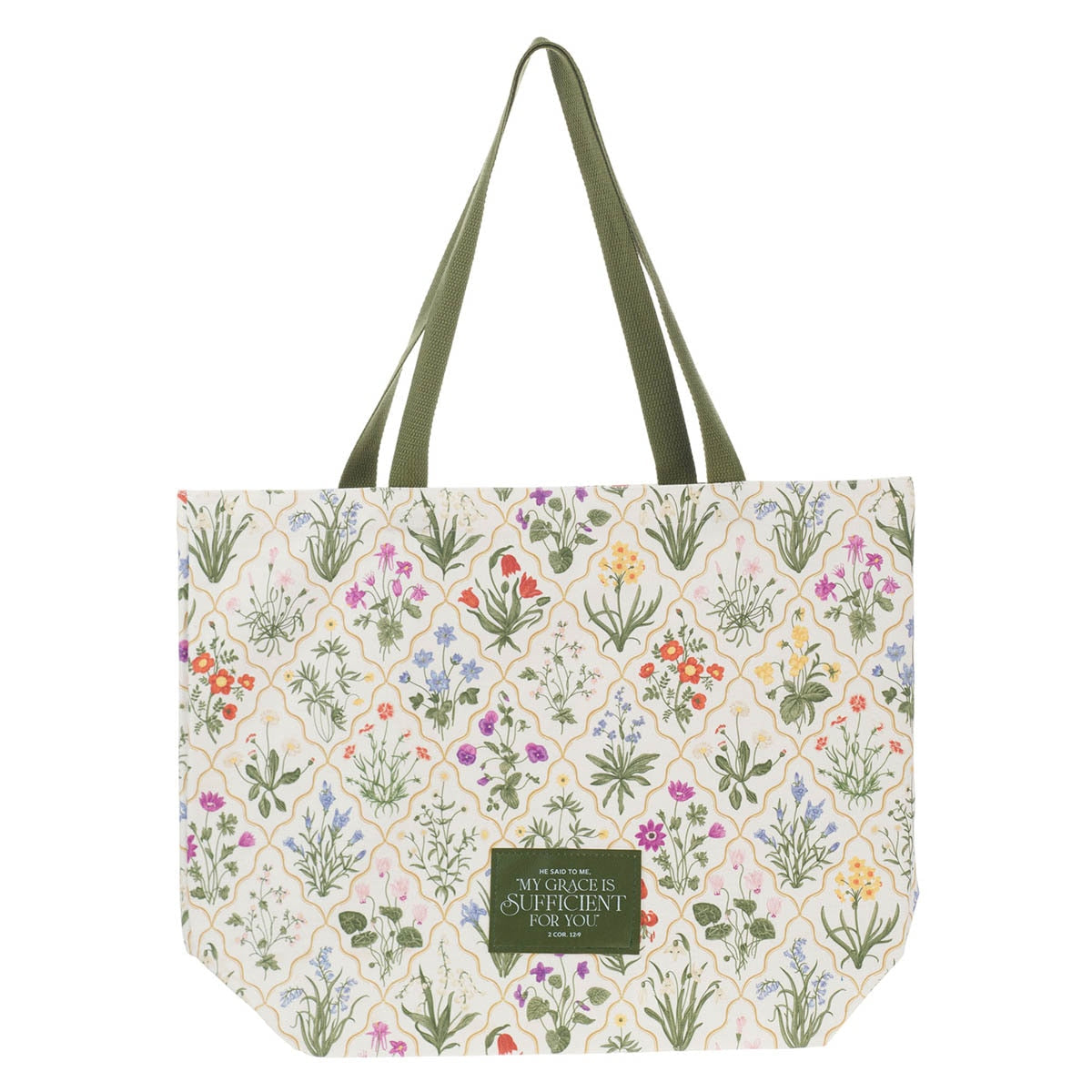 My Grace is Sufficient Floral Tapestry Canvas Tote Bag by Christian Art Gifts