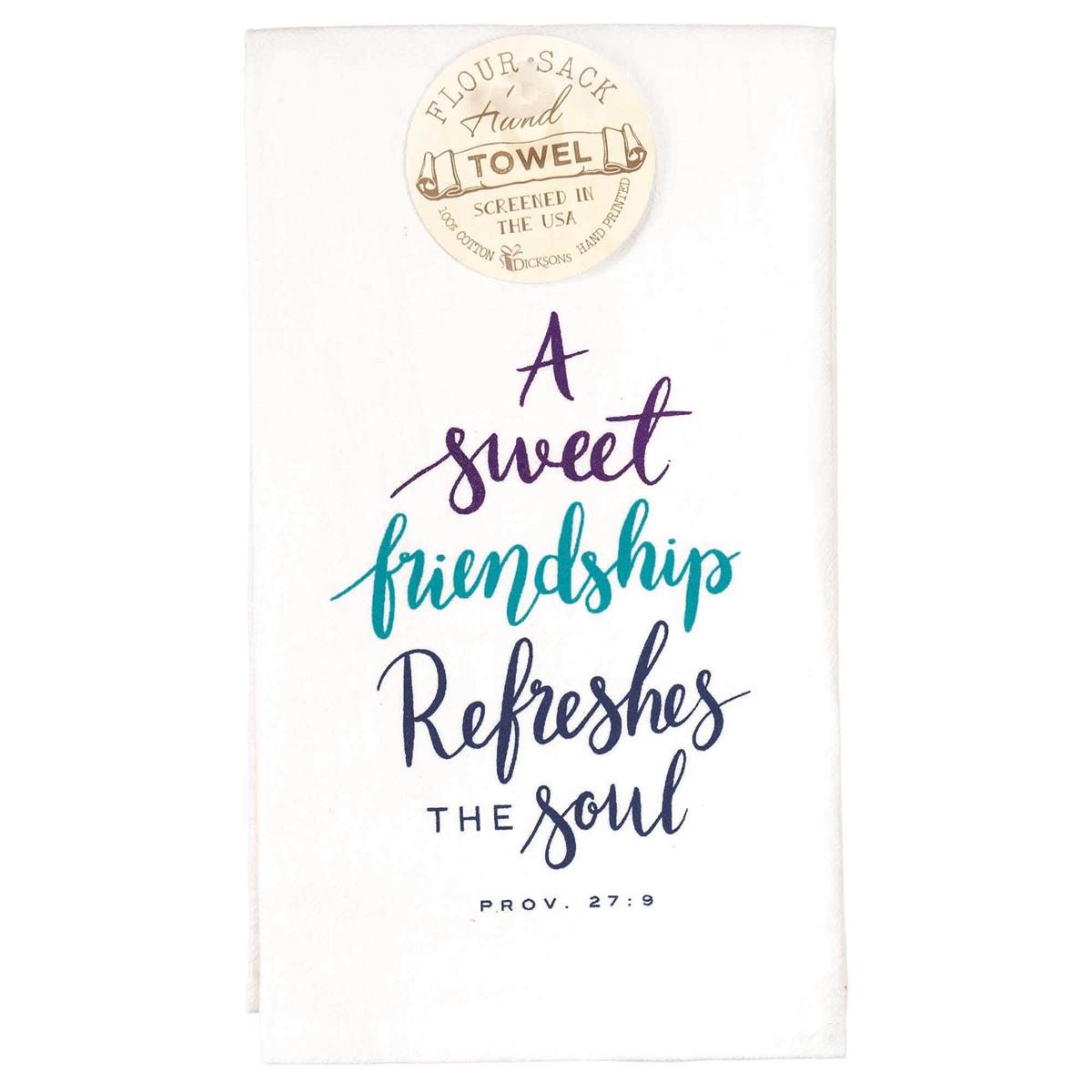 Sweet Friendship Refreshes Soul Purple 18 x 22 Cotton Hanging Flour Sack Hand by Dicksons