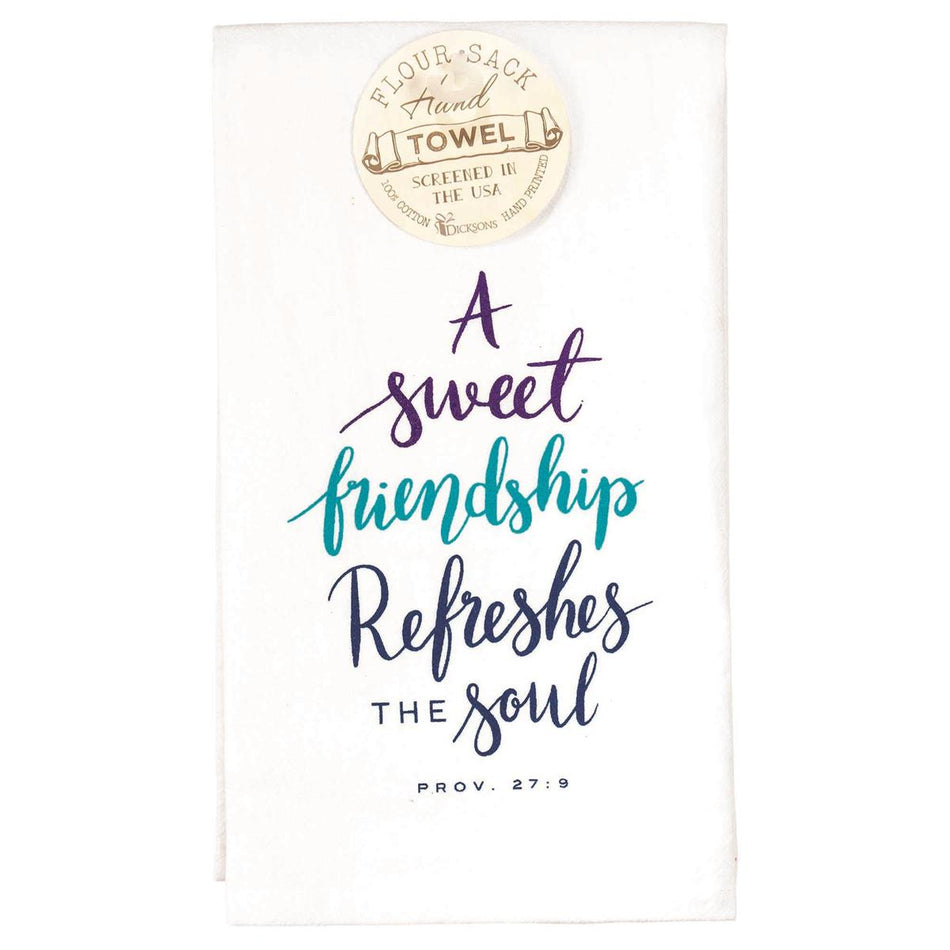 Sweet Friendship Refreshes Soul Purple 18 x 22 Cotton Hanging Flour Sack Hand by Dicksons