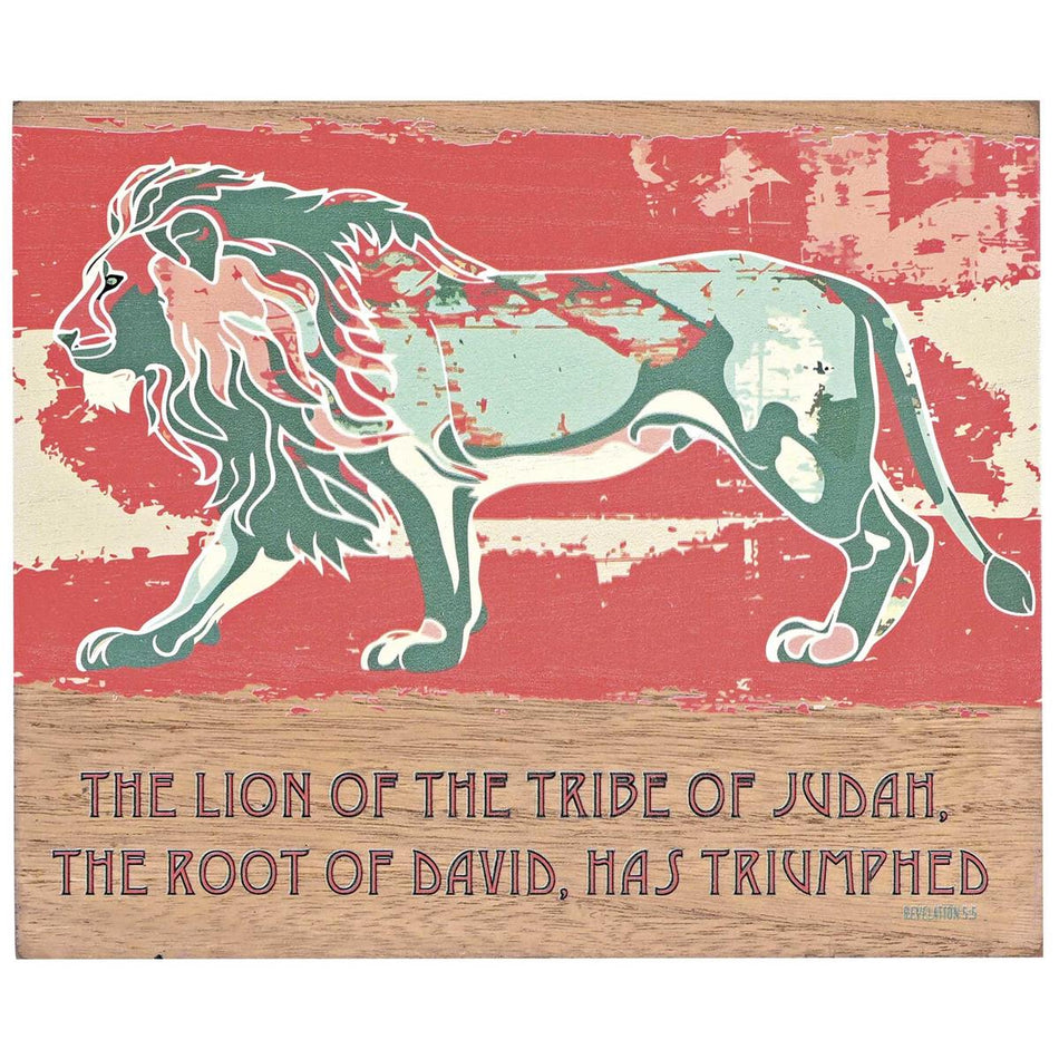 Inspirational Christian Block Sign Tabletop Plaque 7.75 x 9.5 Inch MDF Lion by Dicksons, product view 2