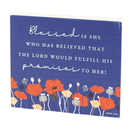 Blessed Is She Who Has Believed Promises Encouraging Floral Design Blue and Red by Dicksons