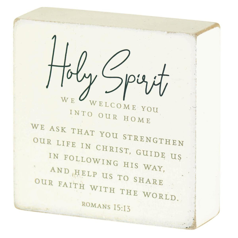 We Welcome You Into Our Home Encouraging Verse Block Style White 3 x 3 MDF Mini by Dicksons