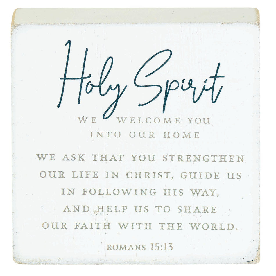 We Welcome You Into Our Home Encouraging Verse Block Style White 3 x 3 MDF Mini by Dicksons, product view 2