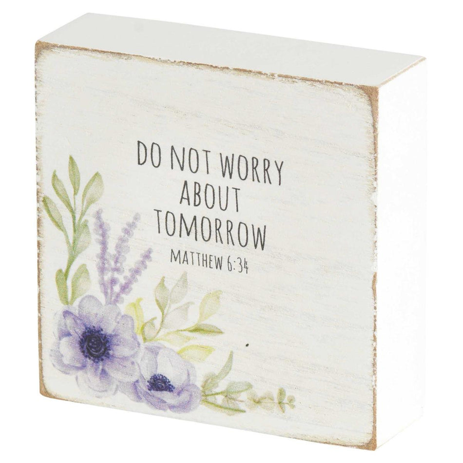 Don't Worry About Tomorrow Lavender 3 x 3 MDF Wall Tabletop Sign Plaque by Dicksons