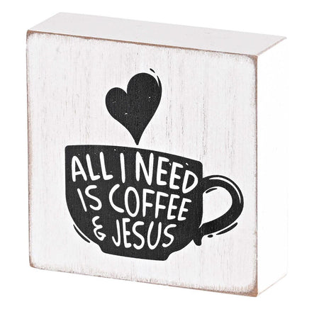Tabletop Plaque Coffee & Jesus 3x3 by Dicksons