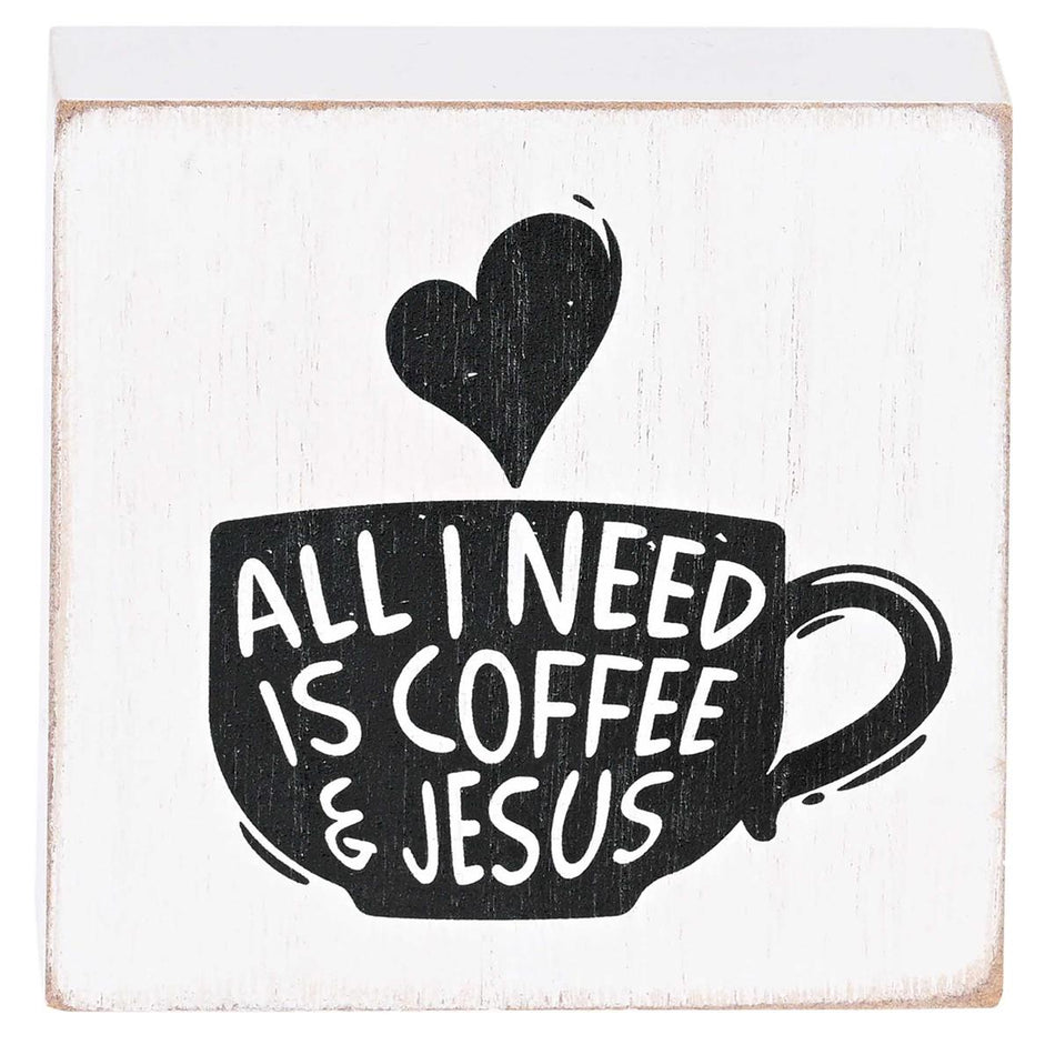 Tabletop Plaque Coffee & Jesus 3x3 by Dicksons, product view 2