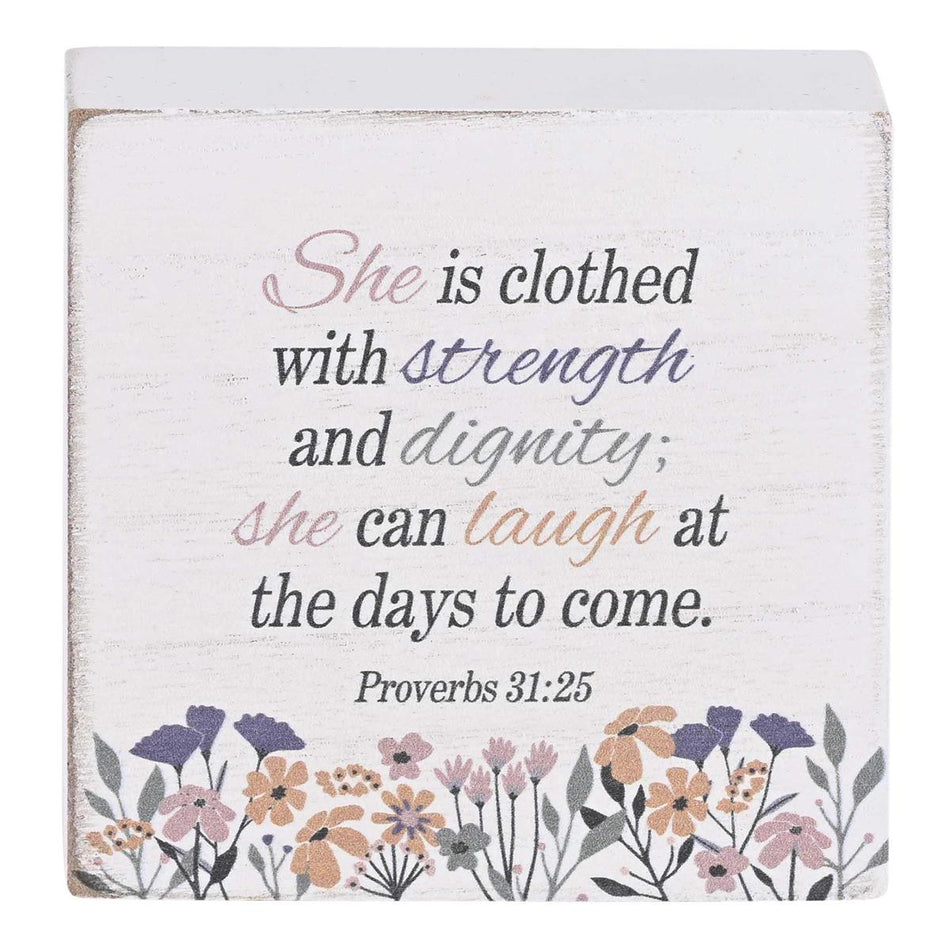 Tabletop Plaque She Is Clothed 3x3 by Dicksons, product view 2