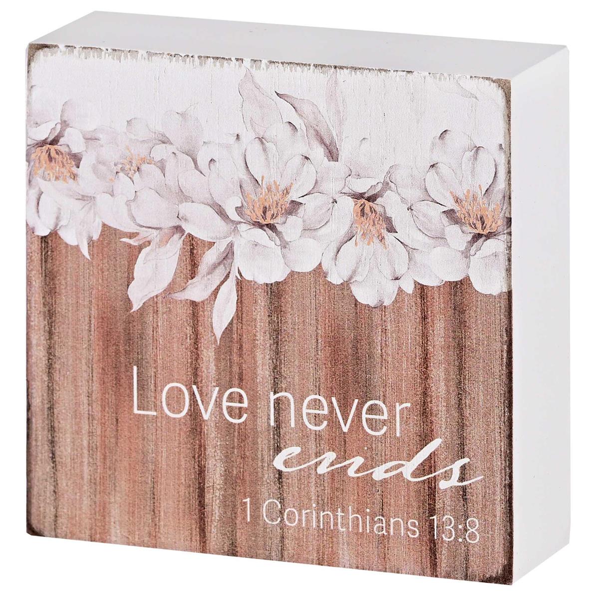 Tabletop Plaque Love Never Ends 3x3 by Dicksons