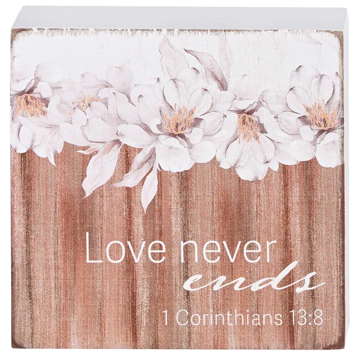 Tabletop Plaque Love Never Ends 3x3 by Dicksons, product view 2