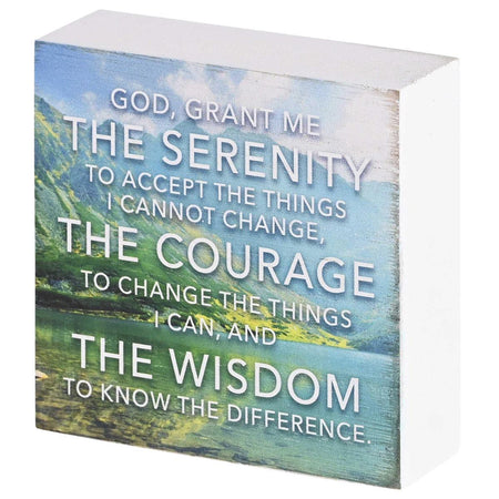 God Grant Me The Serenity - 3 Inch Blue/Green MDF Wood Block Sign for Tabletop by Dicksons