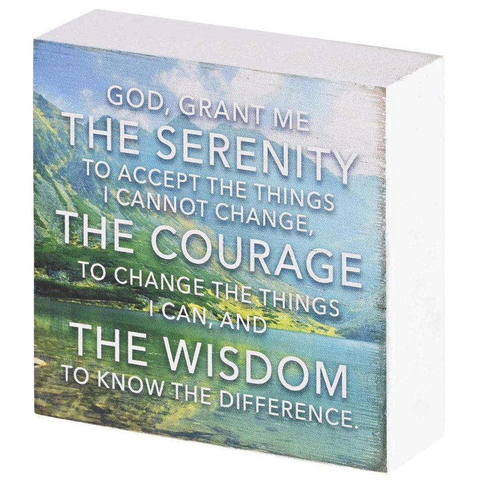 God Grant Me The Serenity - 3 Inch Blue/Green MDF Wood Block Sign for Tabletop by Dicksons