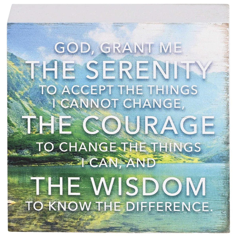 God Grant Me The Serenity - 3 Inch Blue/Green MDF Wood Block Sign for Tabletop by Dicksons, product view 2