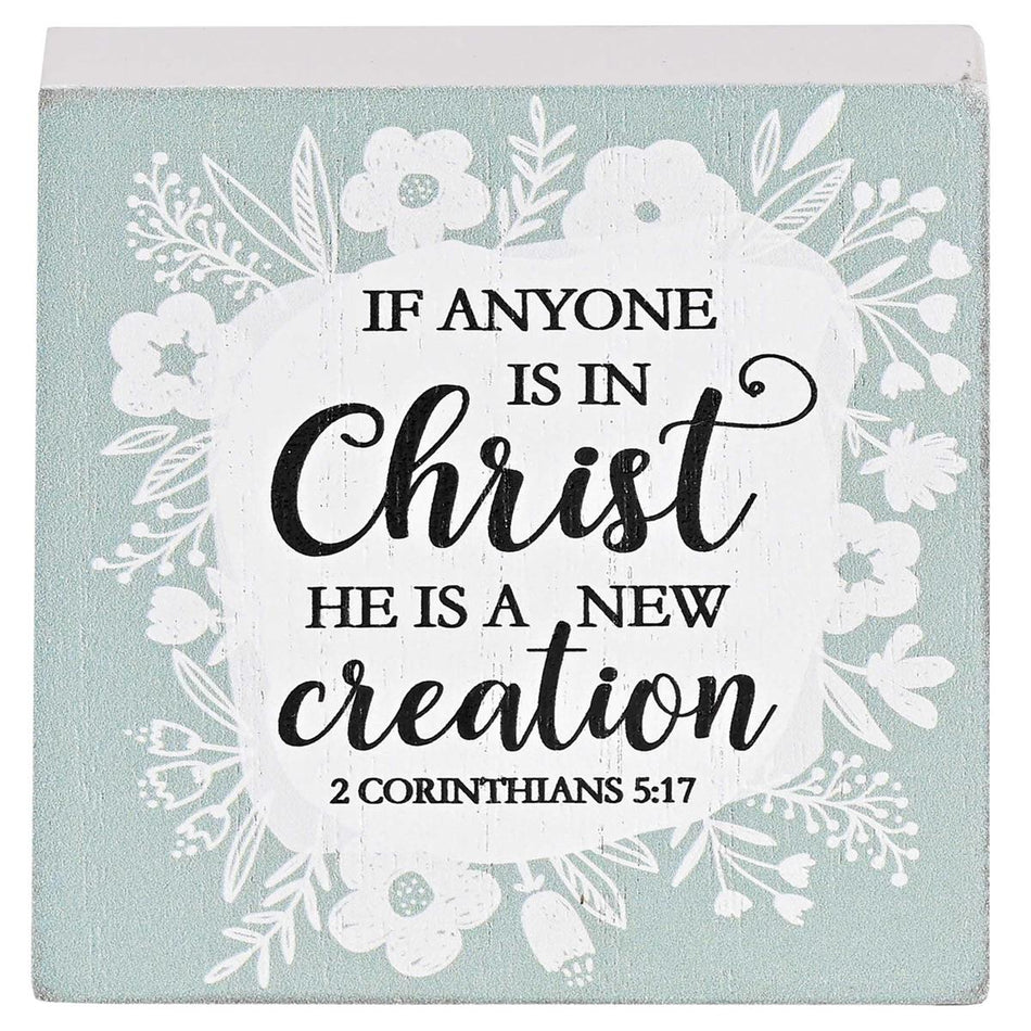 Inspirational Christian Block Sign Tabletop Plaque 3 x 3 Inch MDF In Christ by Dicksons, product view 2