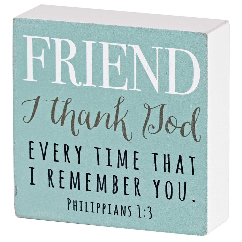 Inspirational Christian Block Sign Tabletop Plaque 3 x 3 Inch MDF Friend I by Dicksons