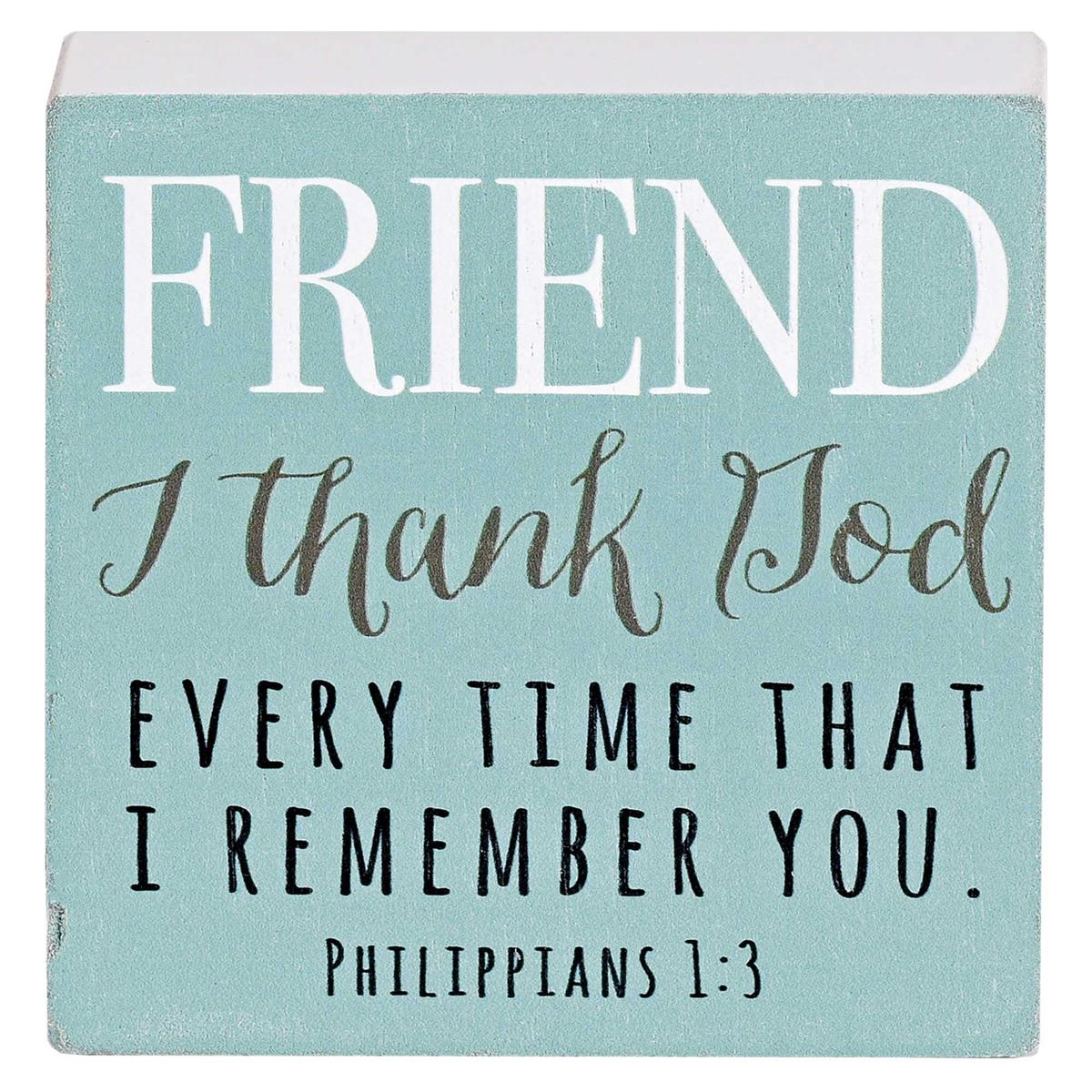 Inspirational Christian Block Sign Tabletop Plaque 3 x 3 Inch MDF Friend I by Dicksons, product view 2