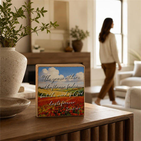 Tabletop Plaque The Grass Withers 3x3 (TPLK33-374) by Dicksons, product view 6