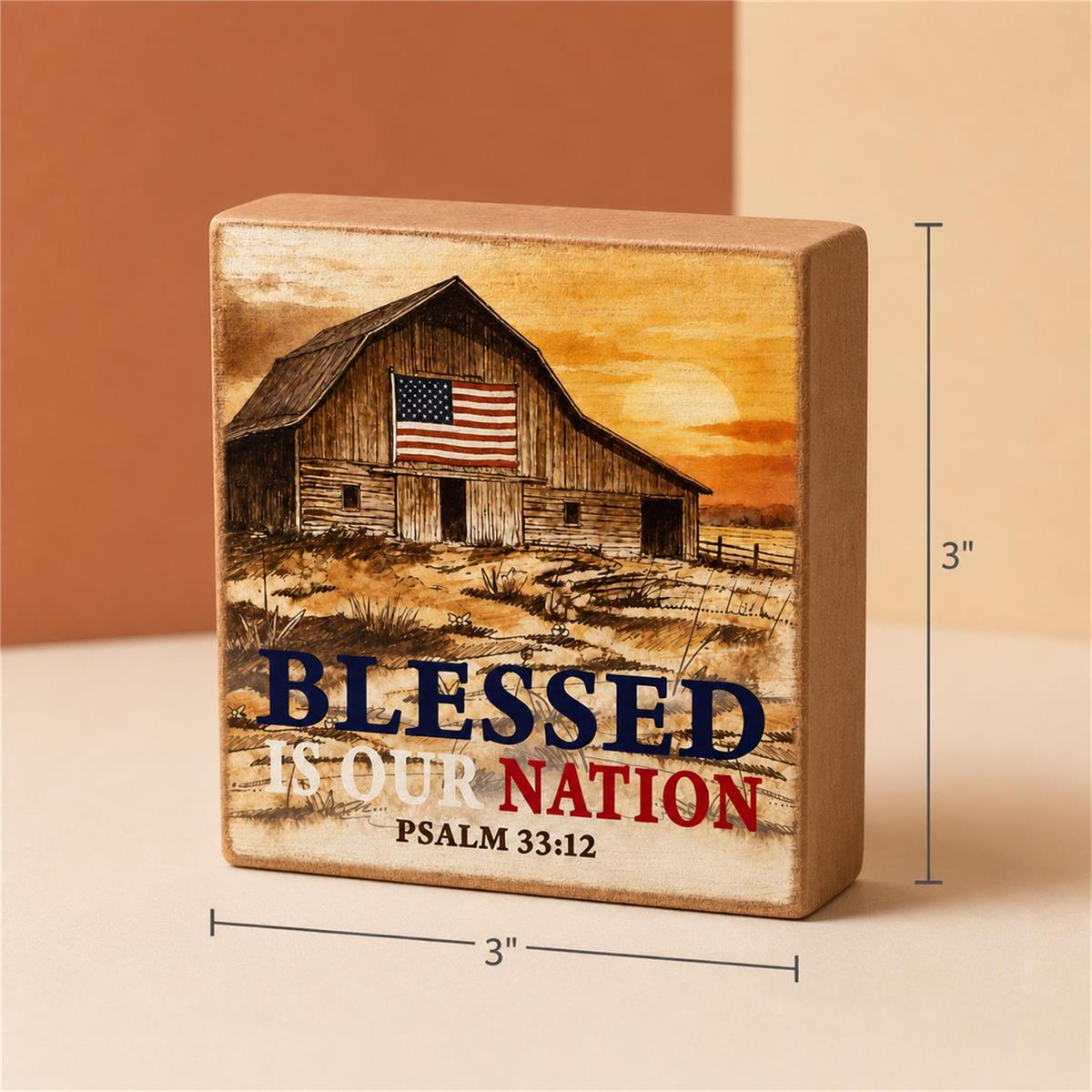 Tabletop Plaque Blessed Is Our 3x3 by Dicksons, product view 3