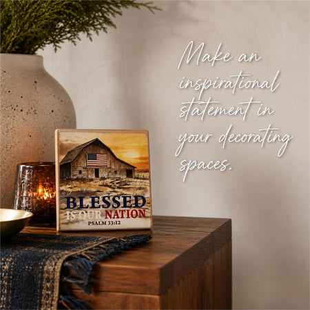 Tabletop Plaque Blessed Is Our 3x3 by Dicksons, product view 5