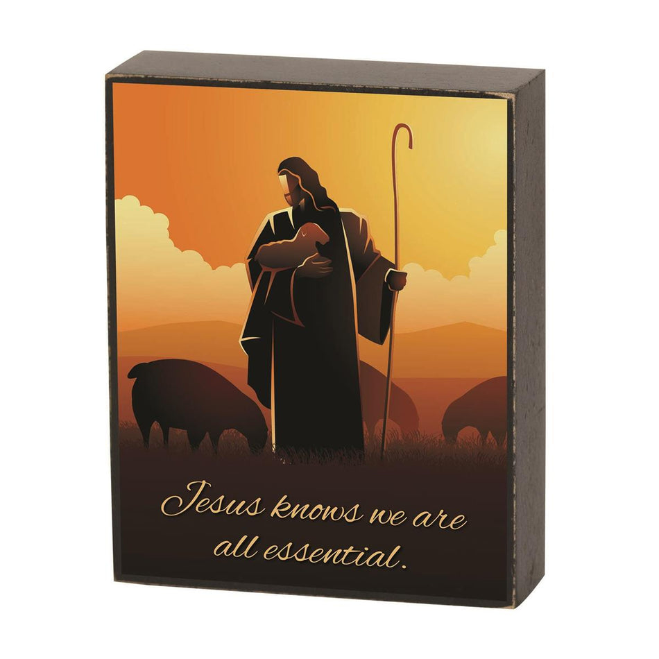 We are All Essential Sunset Orange 4 x 3 Wood Decorative Tabletop Plaque Sign by Dicksons