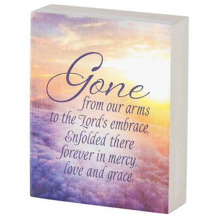 Gone From Our Arms Lord's Embrace Sunset Orange 4 x 3 Wood Decorative Tabletop by Dicksons