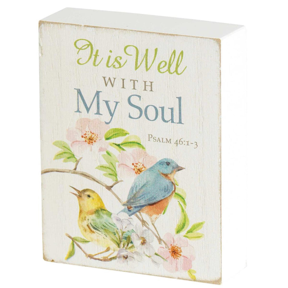 It Is Well With My Soul Distressed White 3 x 4 MDF Wall Tabletop Sign Plaque by Dicksons