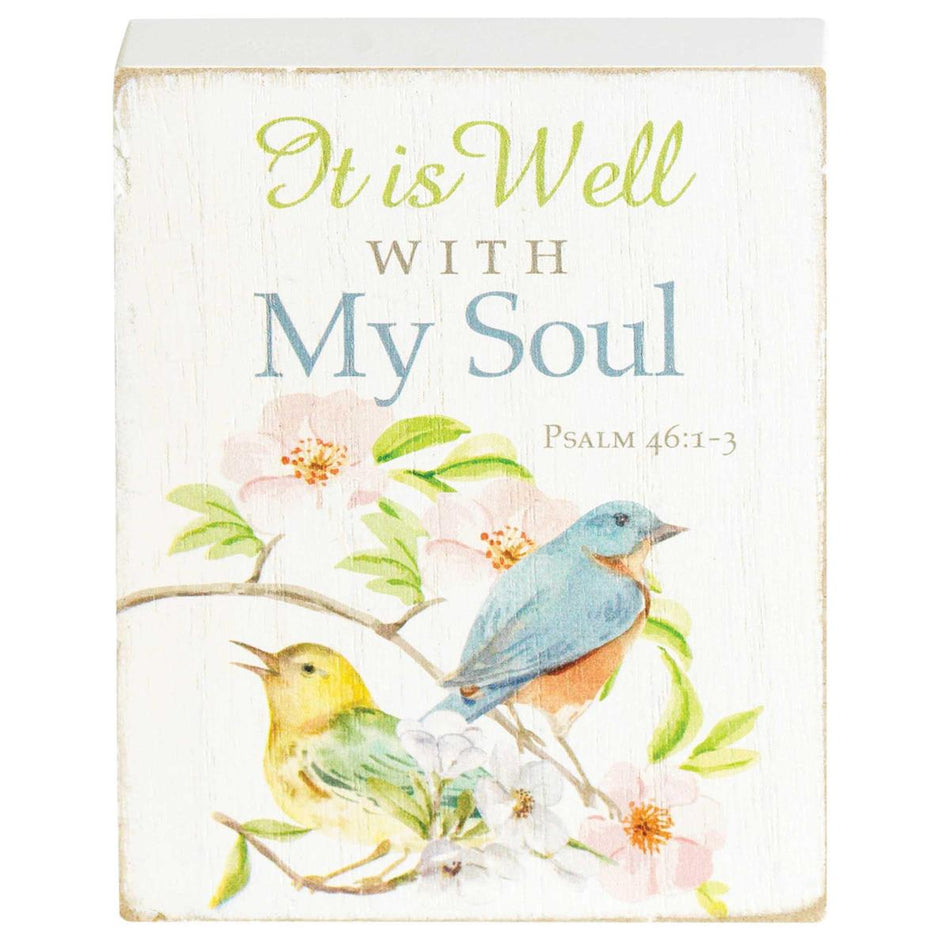 It Is Well With My Soul Distressed White 3 x 4 MDF Wall Tabletop Sign Plaque by Dicksons, product view 2