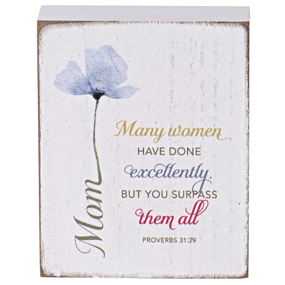 Inspirational Christian Tabletop Plaque Rustic Whitewashed Block Sign Décor by Dicksons, product view 2