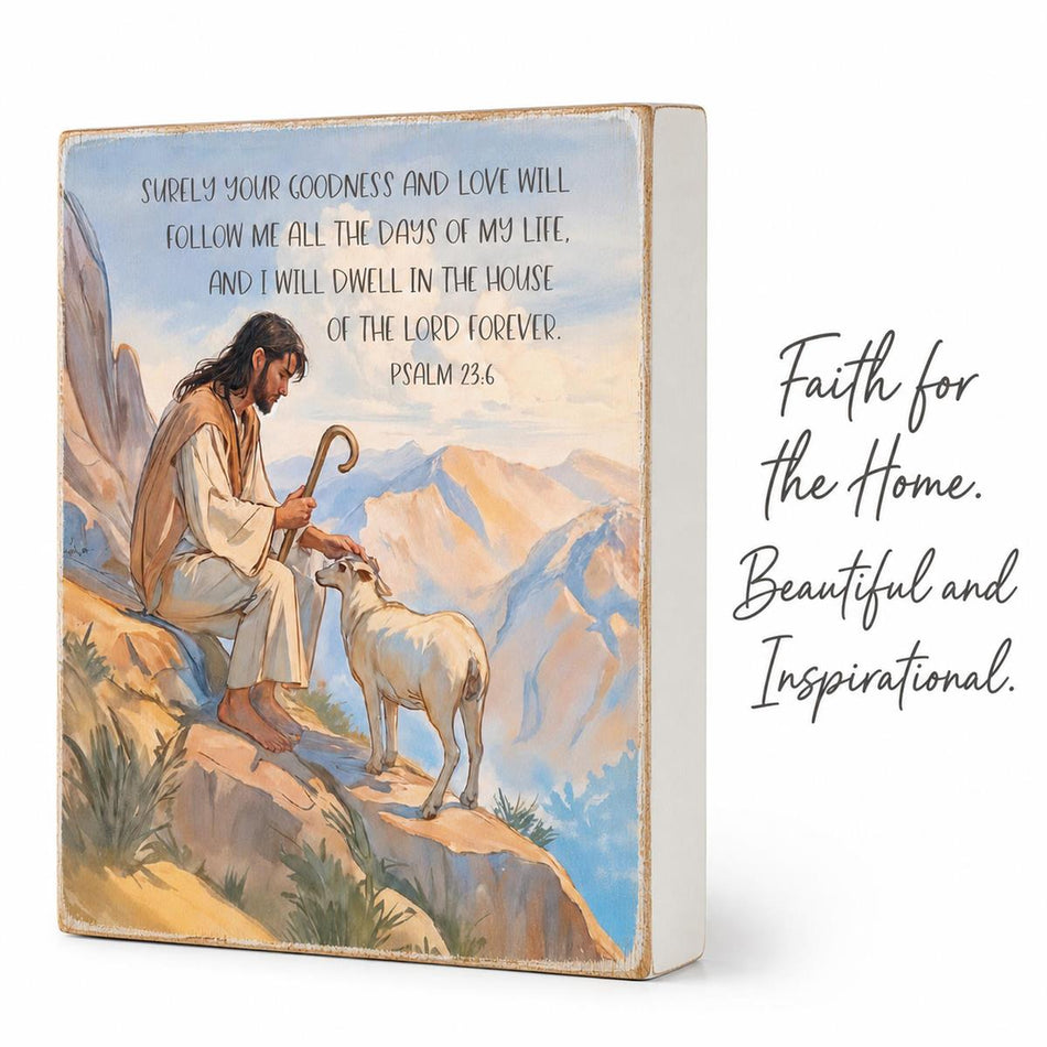 Tabletop Plaque Surely Your Goodness 3x4 by Dicksons, product view 2