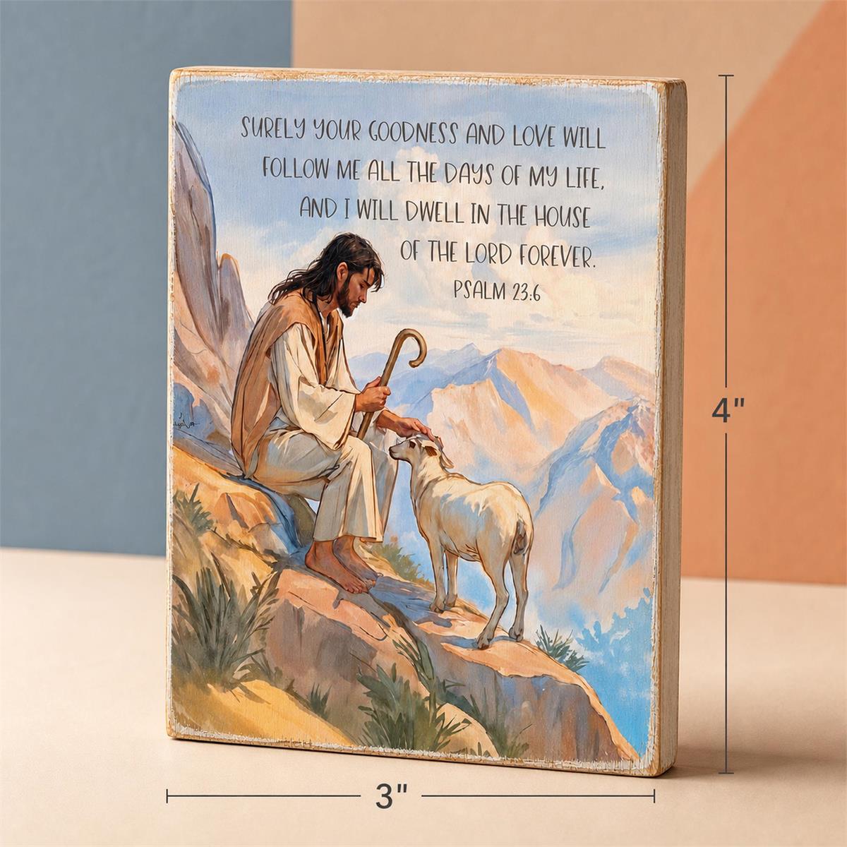 Tabletop Plaque Surely Your Goodness 3x4 by Dicksons, product view 3