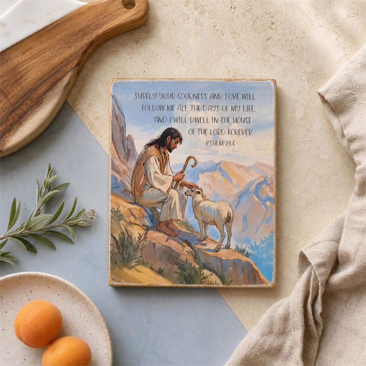 Tabletop Plaque Surely Your Goodness 3x4 by Dicksons, product view 4