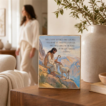 Tabletop Plaque Surely Your Goodness 3x4 by Dicksons, product view 6