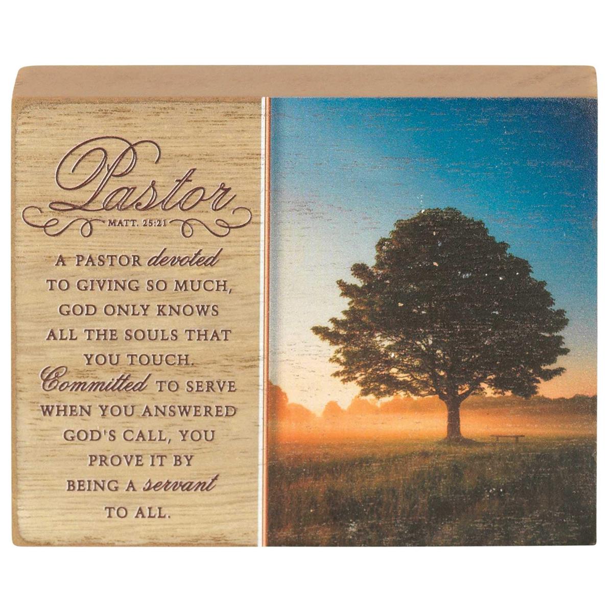 Tabletop Plaque Pastor Devoted 4x3 by Dicksons, product view 2