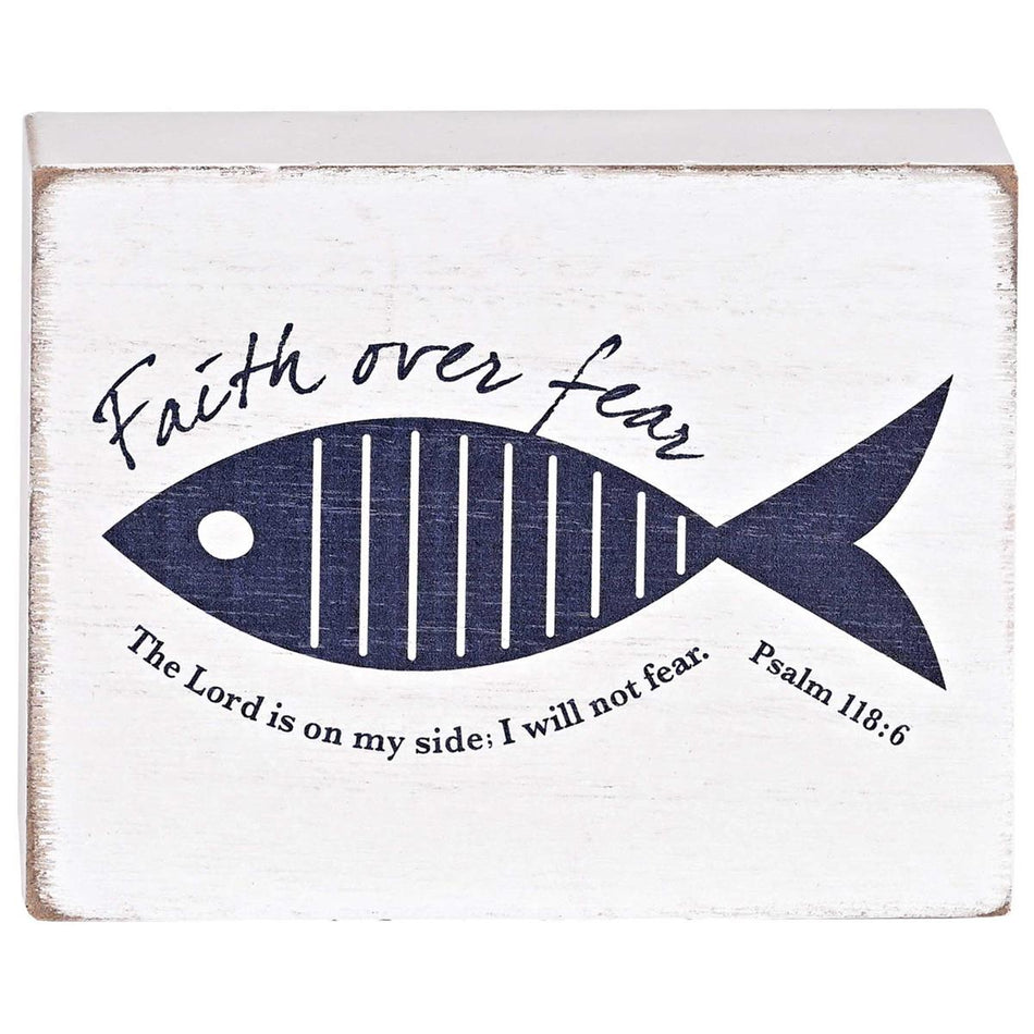 Tabletop Plaque Faith Over Fear Fish by Dicksons, product view 2