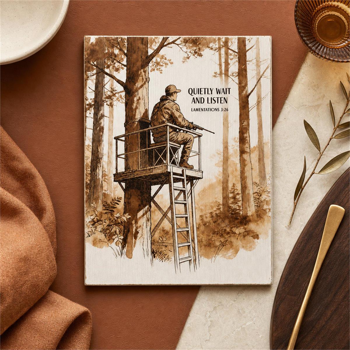 Tabletop Plaque Hunter Quietly Wait by Dicksons, product view 5