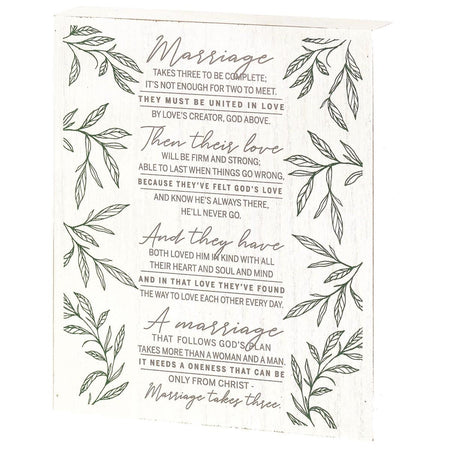 Marriage Takes Three Green Foliage 10 x 8 MDF Decorative Wall and Tabletop Sign by Dicksons