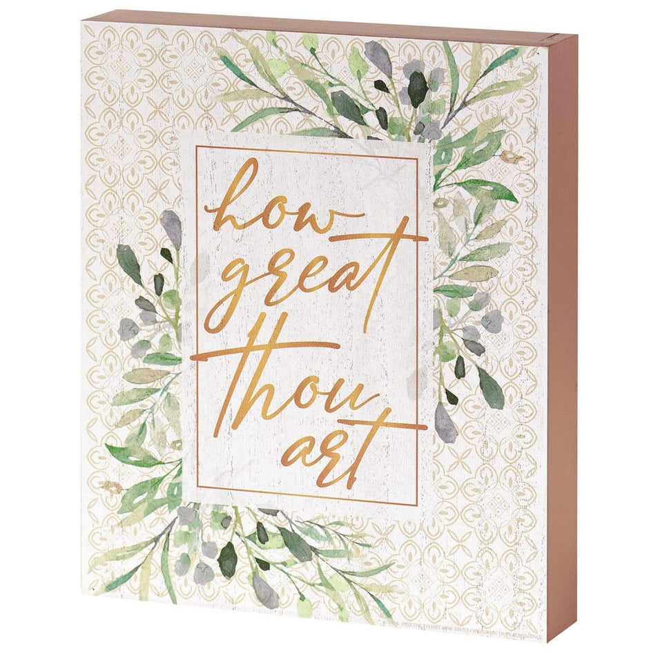 How Great Thou Art Green Foliage 8 x 10 MDF Table Top Block Sign by Dicksons
