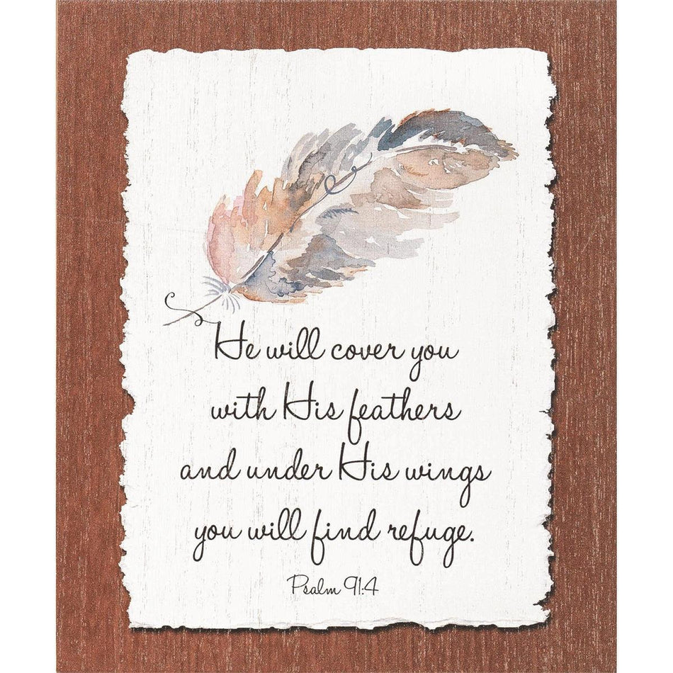 Wood Plaque He Will Cover You Psalm 91:4 by Dicksons, product view 2