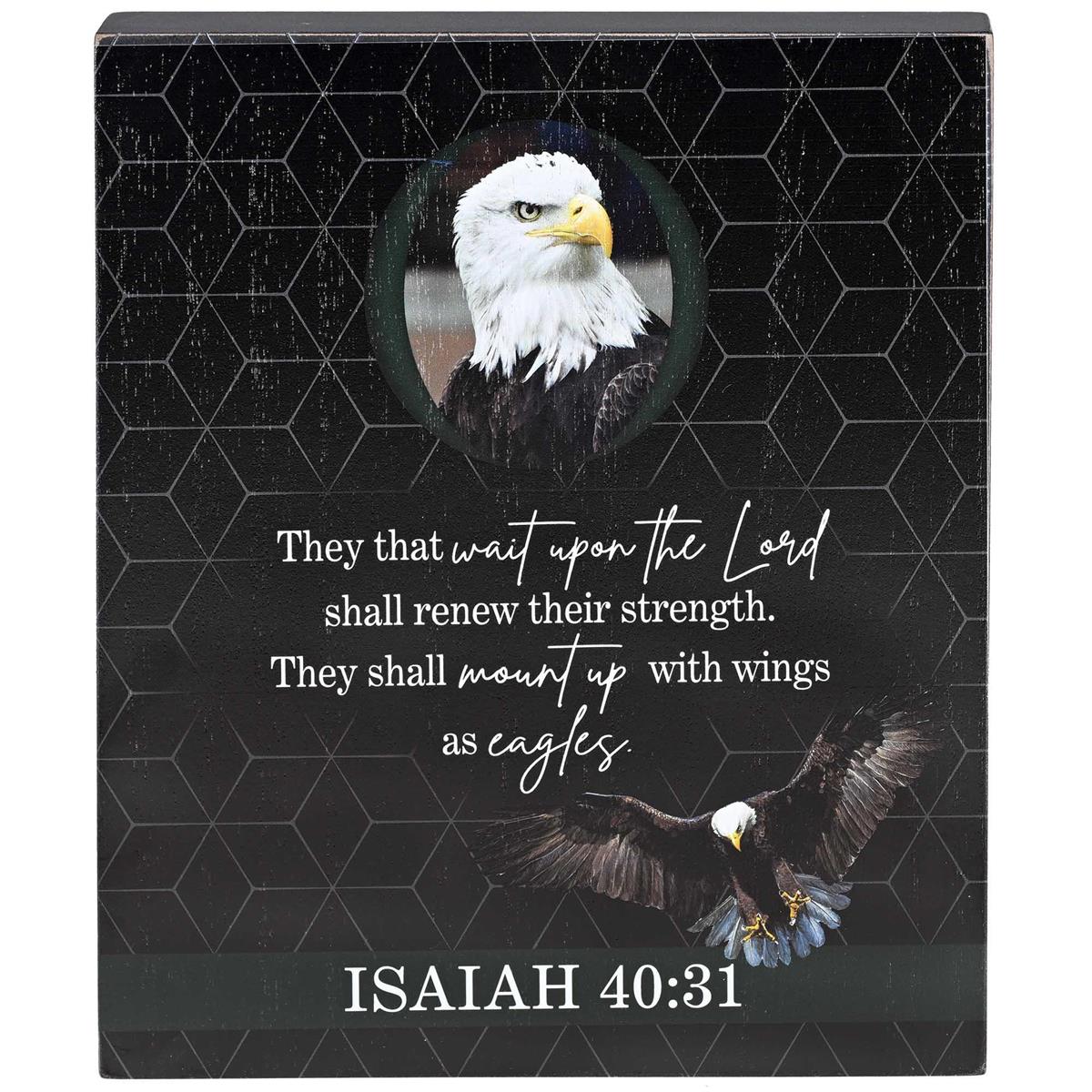 Shall Renew Their Strength Eagle Black and Grey 10 x 8 Inch MDF Decorative by Dicksons, product view 2