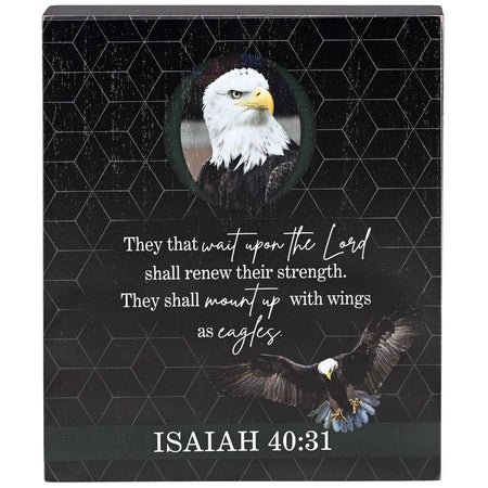 Shall Renew Their Strength Eagle Black and Grey 10 x 8 Inch MDF Decorative by Dicksons, product view 2