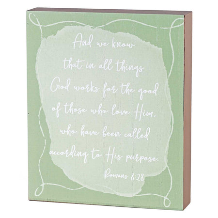 In All Things God Works For The Good Green and Brown 8 x 8 Inch MDF Decorative by Dicksons