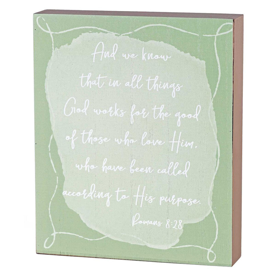 In All Things God Works For The Good Green and Brown 8 x 8 Inch MDF Decorative by Dicksons