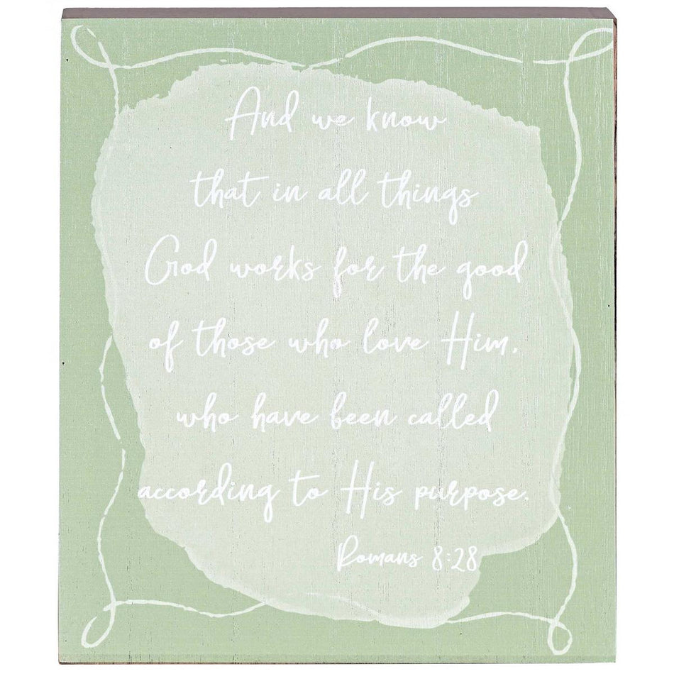 In All Things God Works For The Good Green and Brown 8 x 8 Inch MDF Decorative by Dicksons, product view 2