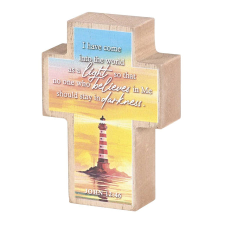 Tabletop Plaque Cross Lighthouse 3x4 by Dicksons