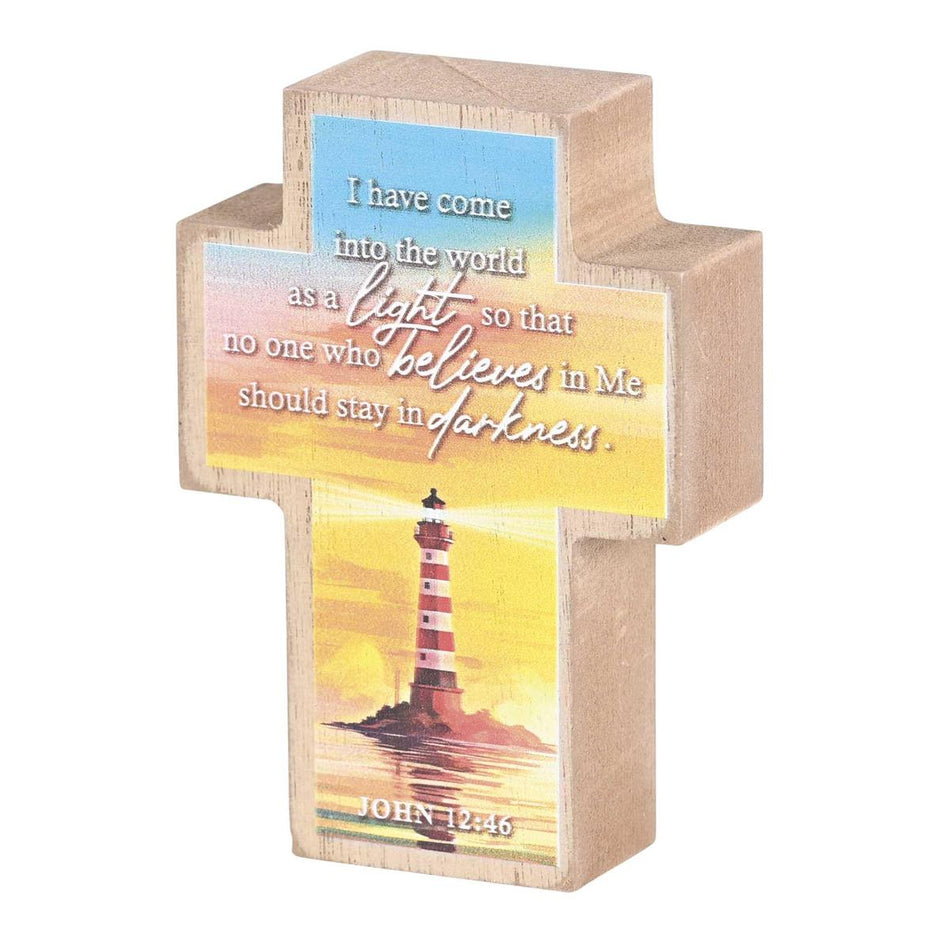 Tabletop Plaque Cross Lighthouse 3x4 by Dicksons
