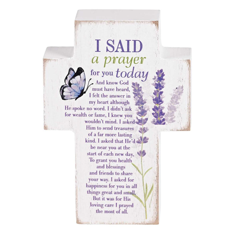 I Said A Prayer For You Today, Purple/White 3.88 x 2.75 Inch MDF Wood Tabletop by Dicksons, product view 2