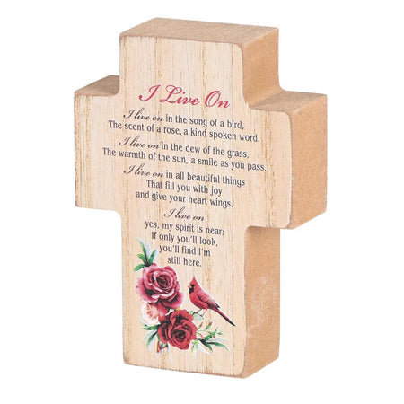 Tabletop Plaque Cross Cardinal I Live by Dicksons