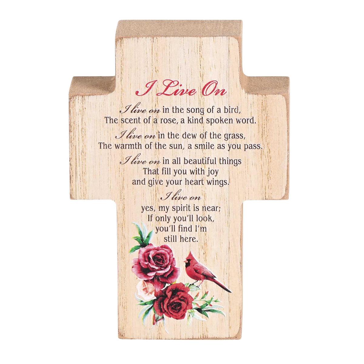 Tabletop Plaque Cross Cardinal I Live by Dicksons, product view 2