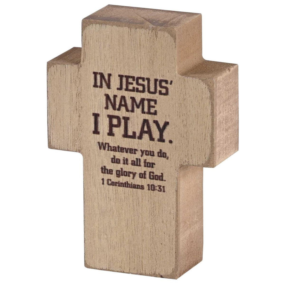 In Jesus' Name - 1 Corinthians 10:31-4 x 2.75 Inch Brown MDF Wood Tabletop by Dicksons