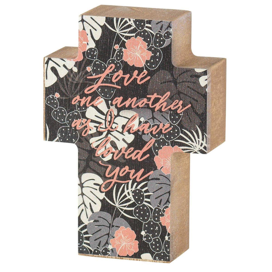 Love One Another Peach Floral Cross 4 x 3 MDF Decorative Wall and Tabletop Frame by Dicksons